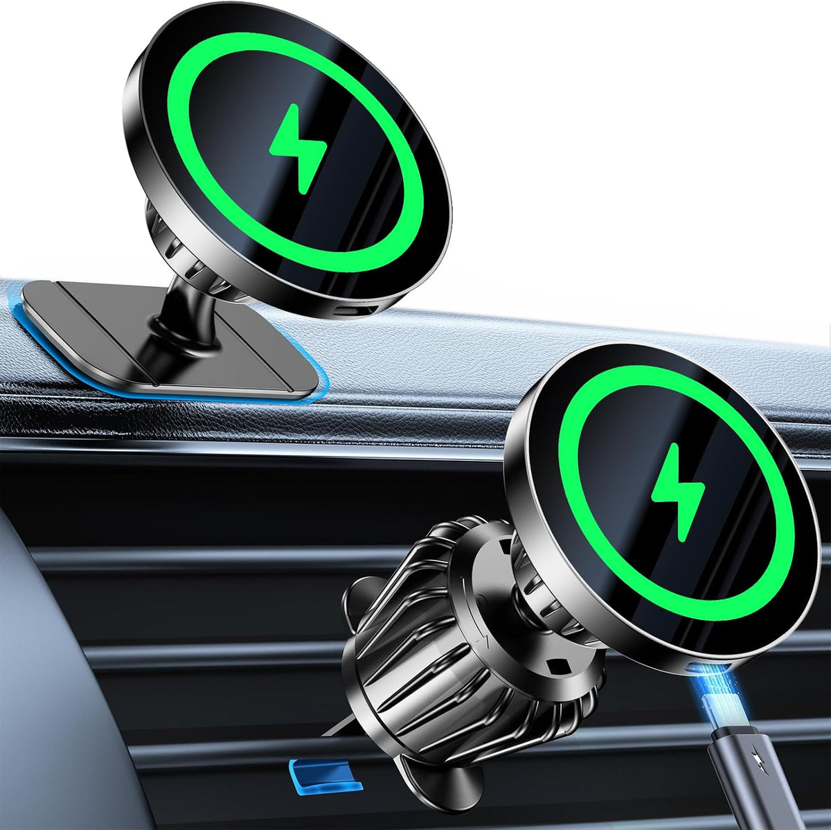 Kaistyle for MagSafe Car Mount Charger【Stronger Magnets】Magnetic Wireless Car Charger with Dashboard Pad Mounting Phone Holders for Your Car Accessories for Women Men Car Mount for iPhone 17 16 15 14