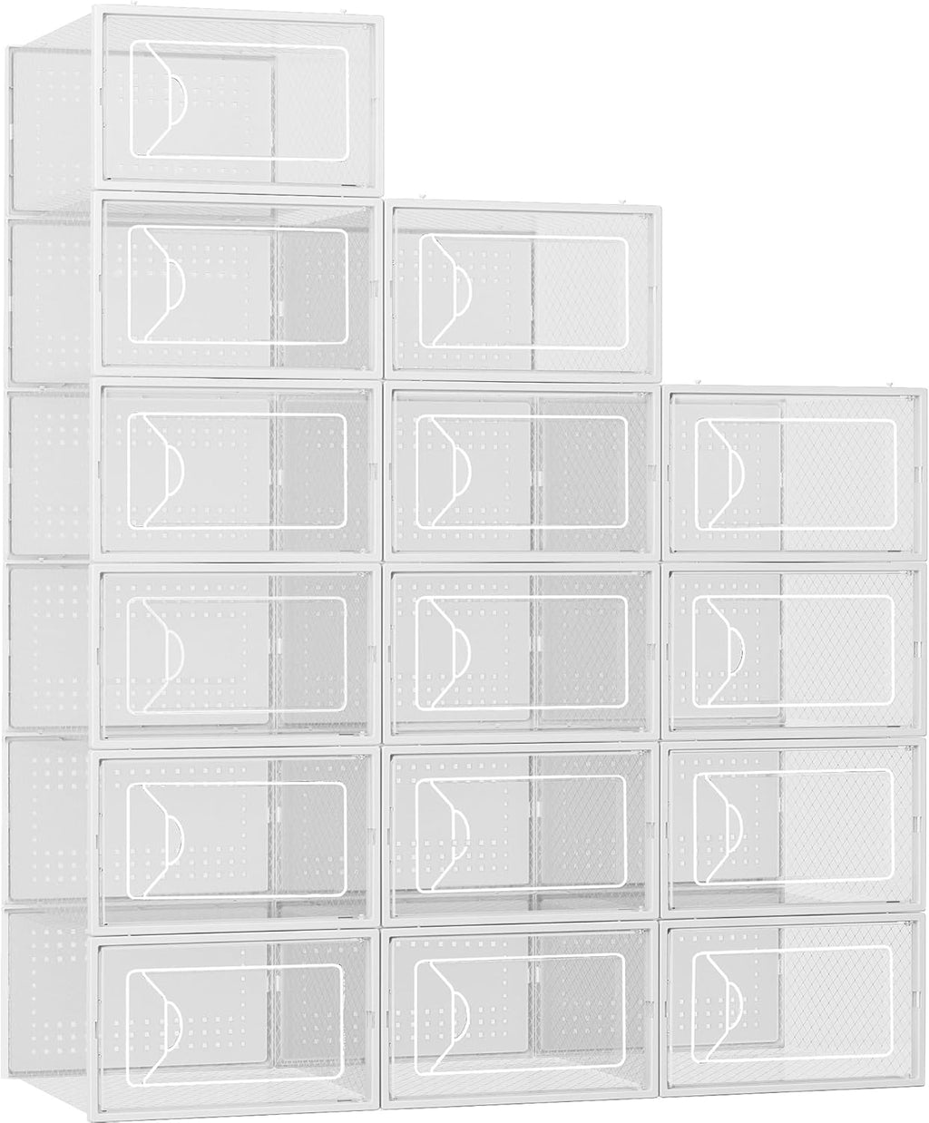 Foluck 15 Pack Shoe Storage Organizer Box Container Clear Plastic Stackable