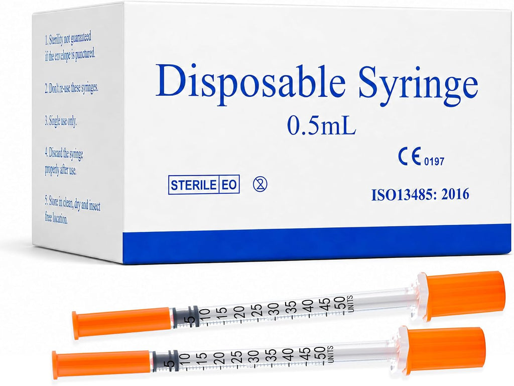1ml/cc 31G Syringe 5/16" (8mm) Needle, Disposable Individual Package