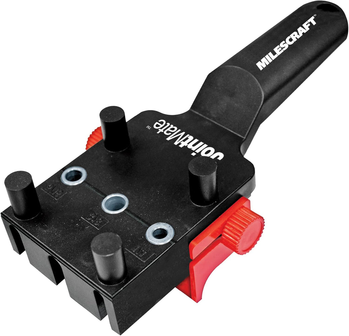 Milescraft 1333 DowelJig Kit - Self-Centering Handheld Dowel Jig with 3 Metal Bushing Sizes (1/4in, 5/16in, 3/8in) - Complete with all Accessories