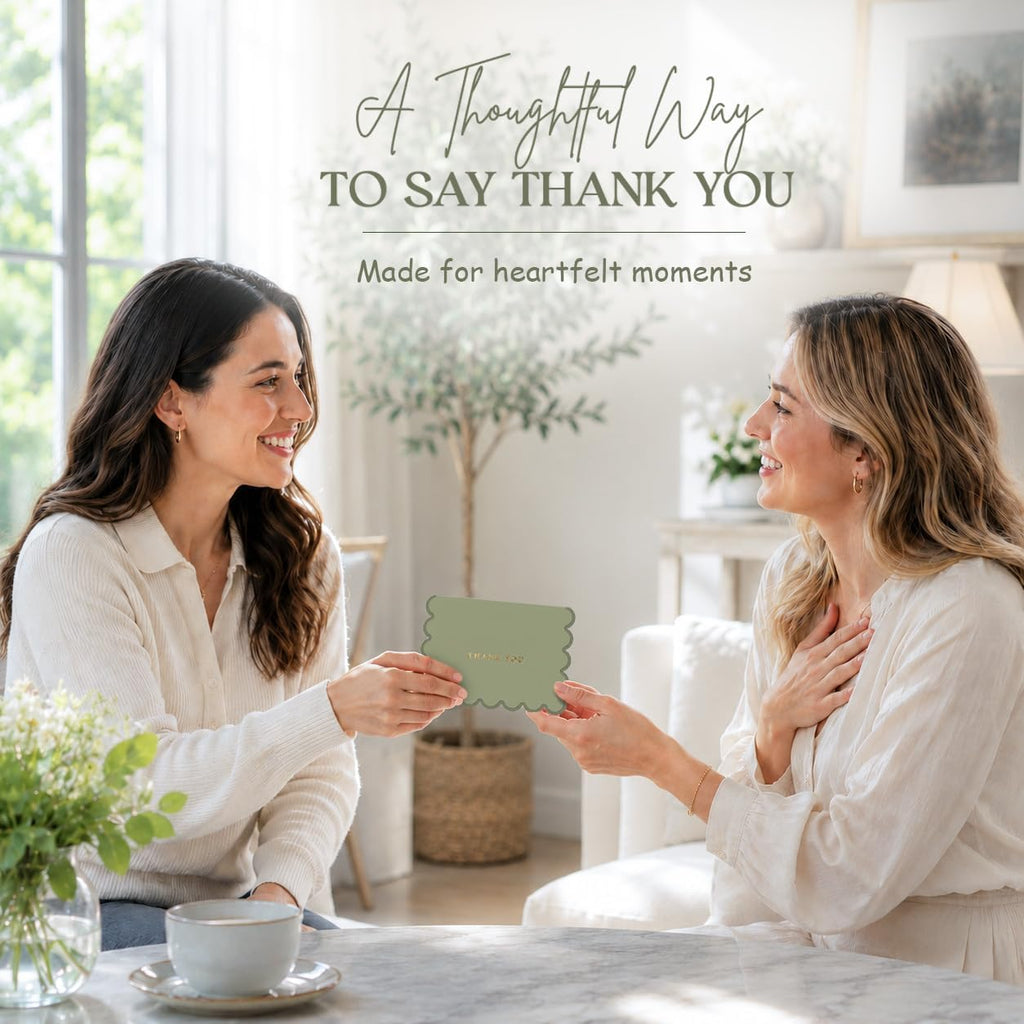 AUDREE Thank You Cards with Envelopes, Scalloped Gold Foil 50 Pack 3.5x5