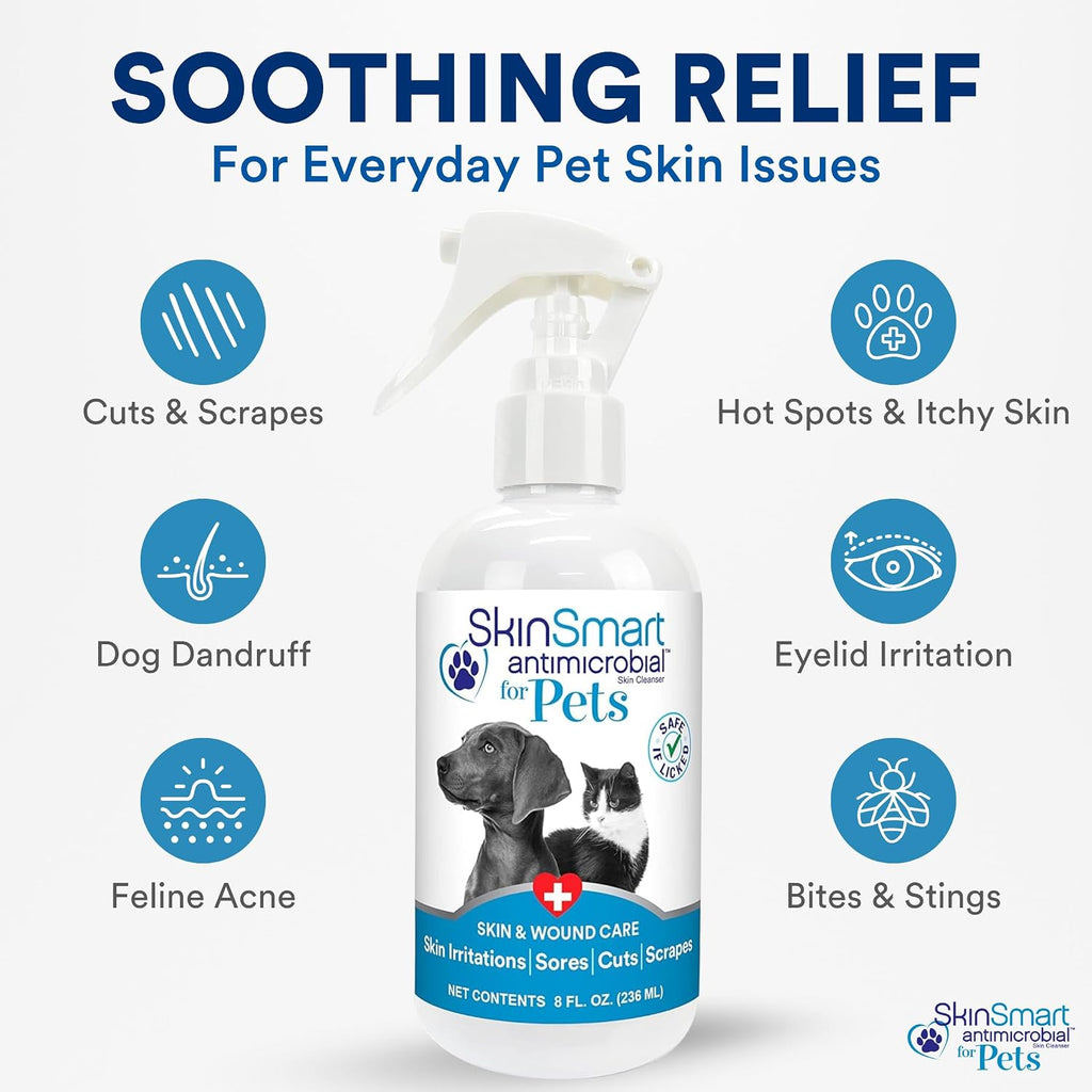 SkinSmart Antimicrobial Wound Care for Pets, Hypochlorous Acid Spray, 8 oz