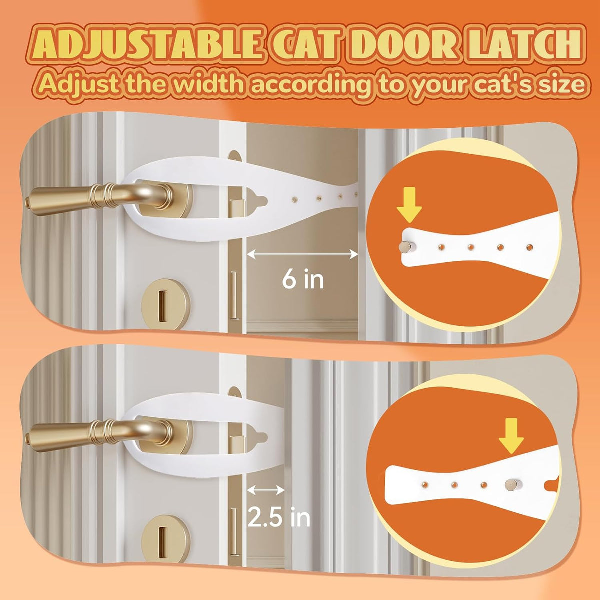 TGIOW Cat Door Latch, Cat Door Stopper Keep Open 2.5-6", 2 Pcs, White