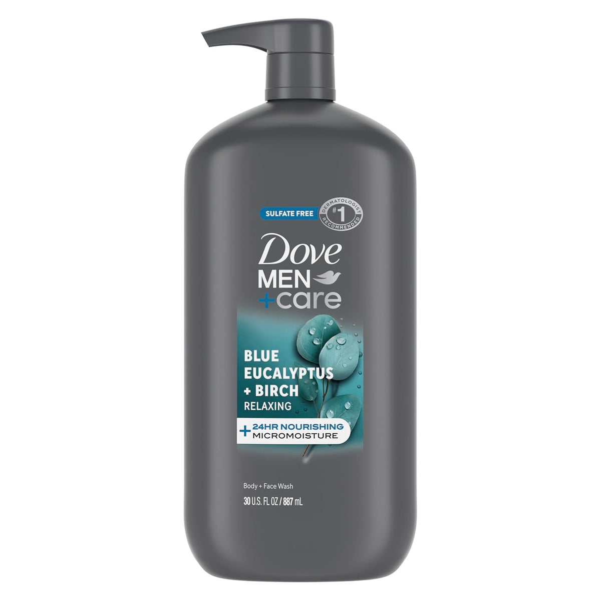 Dove Men Body and Face Wash, Blue Eucalyptus + Birch, 30 oz