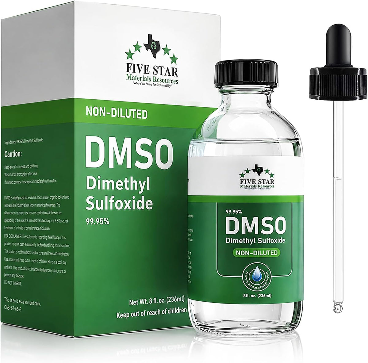 DMSO Liquid 99.95% Pure Dimethyl Sulfoxide, 8 oz,with Dropper Glass Bottle