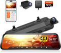WOLFBOX G930 10'' 4K Rear View Mirror Camera with 64GB Card,5.8GHz WiFi