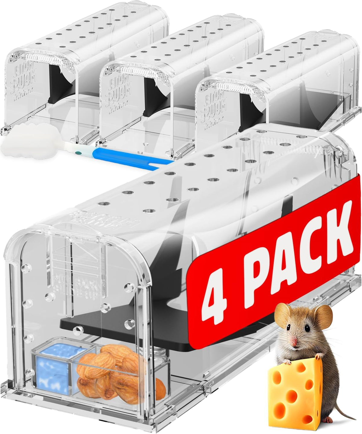 Motel Mouse Humane No Kill Mouse Traps Live Catch & Release - 4 Pack