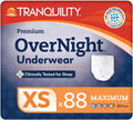 Tranquility Overnight Absorbent Underwear, XL, Maximum, 66 in, 56 ct