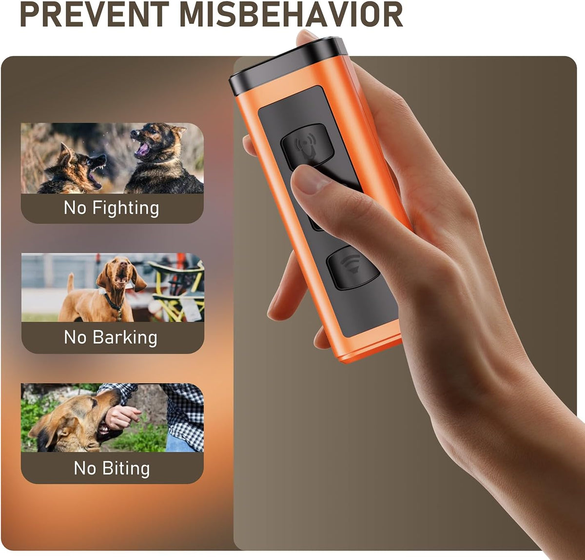 Dog Bark Deterrent Devices Rechargeable Anti-Barking Device for Dogs 50ft Long Range Ultrasonic Correct Your Dog's Bad Behavior at the Push of aButton Better Than Shock Collars or Dog Training Collars