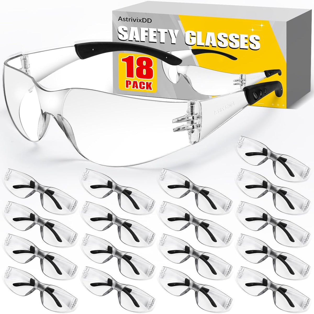 30 Pack Clear Safety Glasses for Men Women,Scratch & Impact Resistant