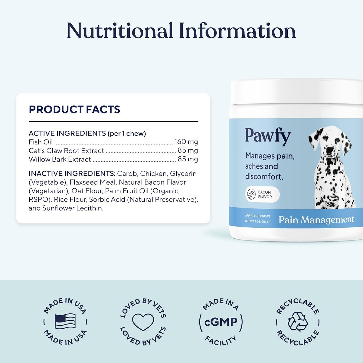 Pawfy Hip & Joint Supplement for Dogs - Omega 3 for All Breeds & Sizes