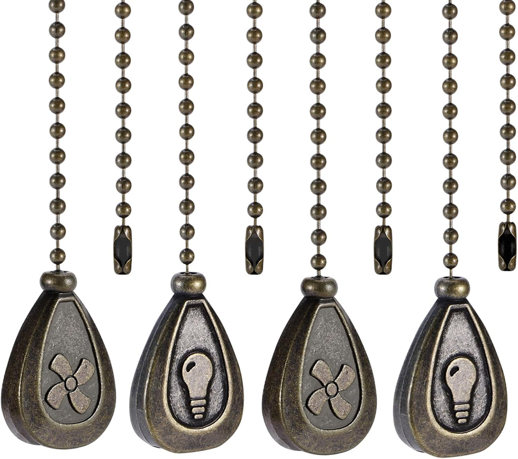 4 Pack Bronzed Ceiling Fan Pull Chain Extension, 12'' Decor Light Fans Icon
