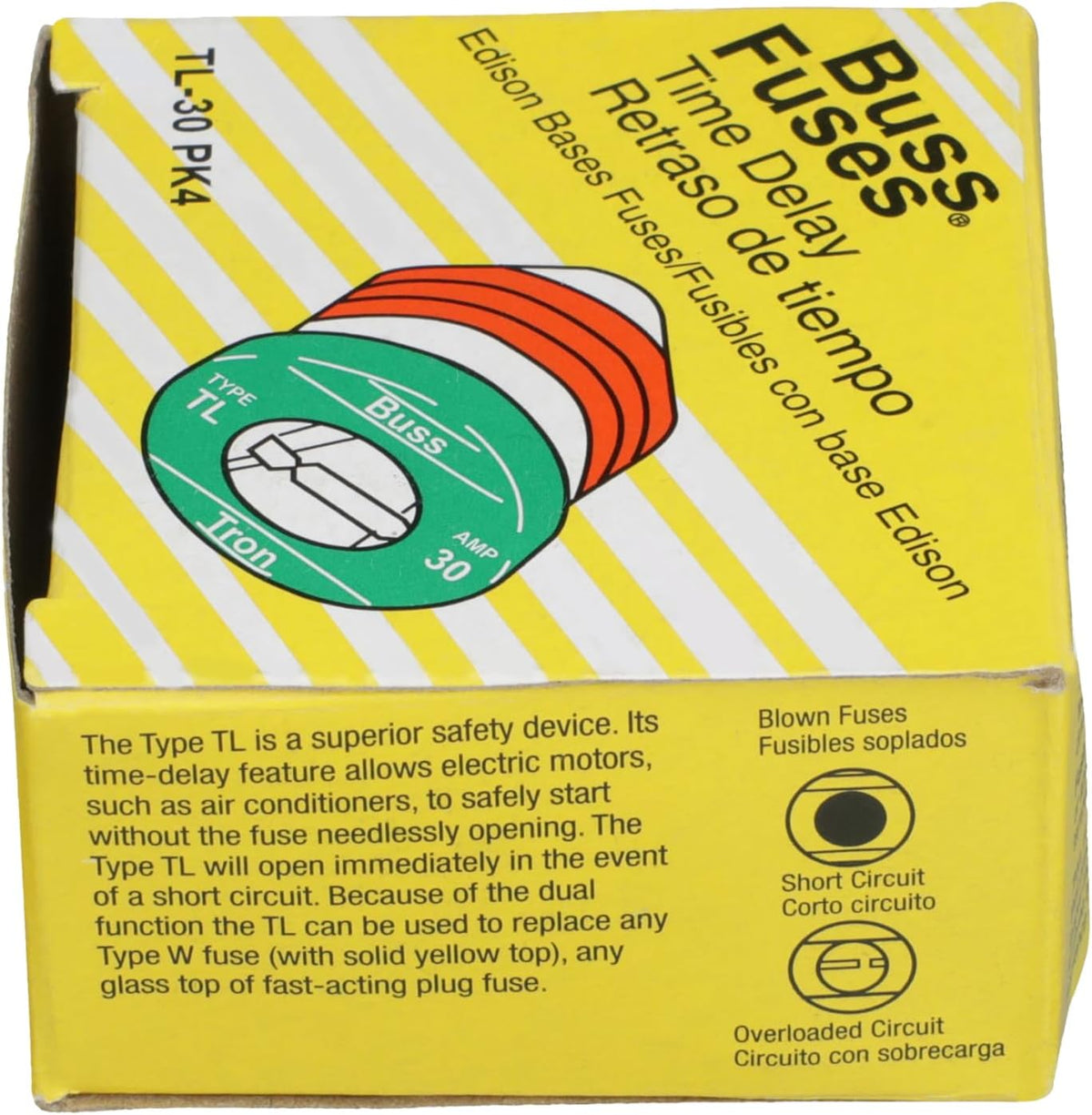 Bussman TL-30PK4 30 Amp TL Edison Plug Time Delay Fuse 4 Count