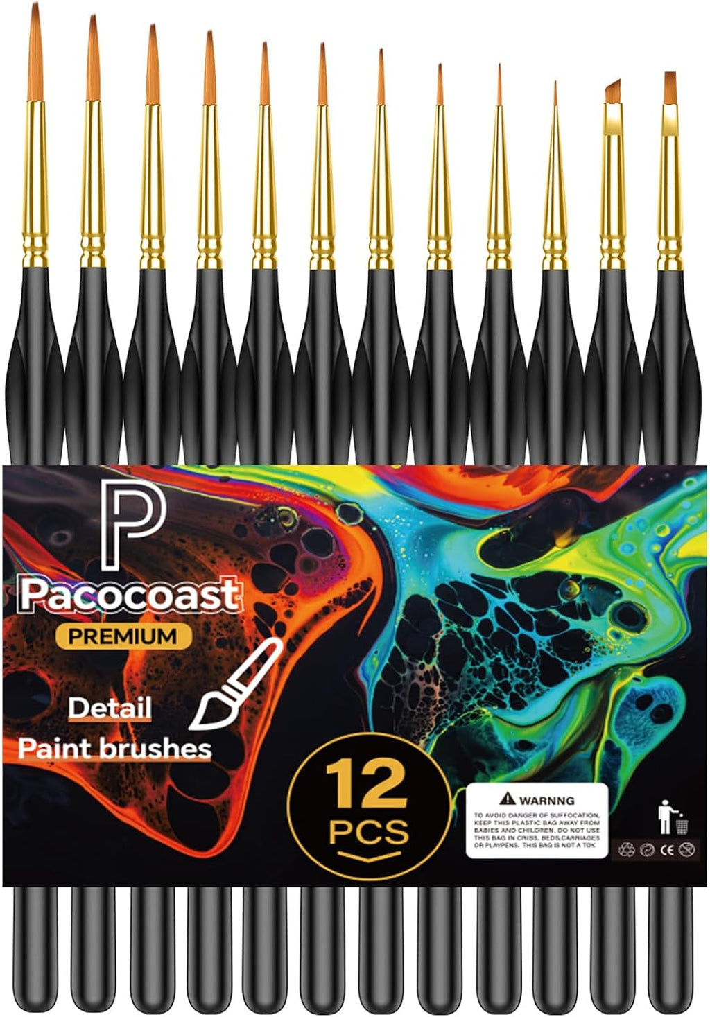 12Pcs Detail Paint Brushes Set for Miniature Fine Art Painting