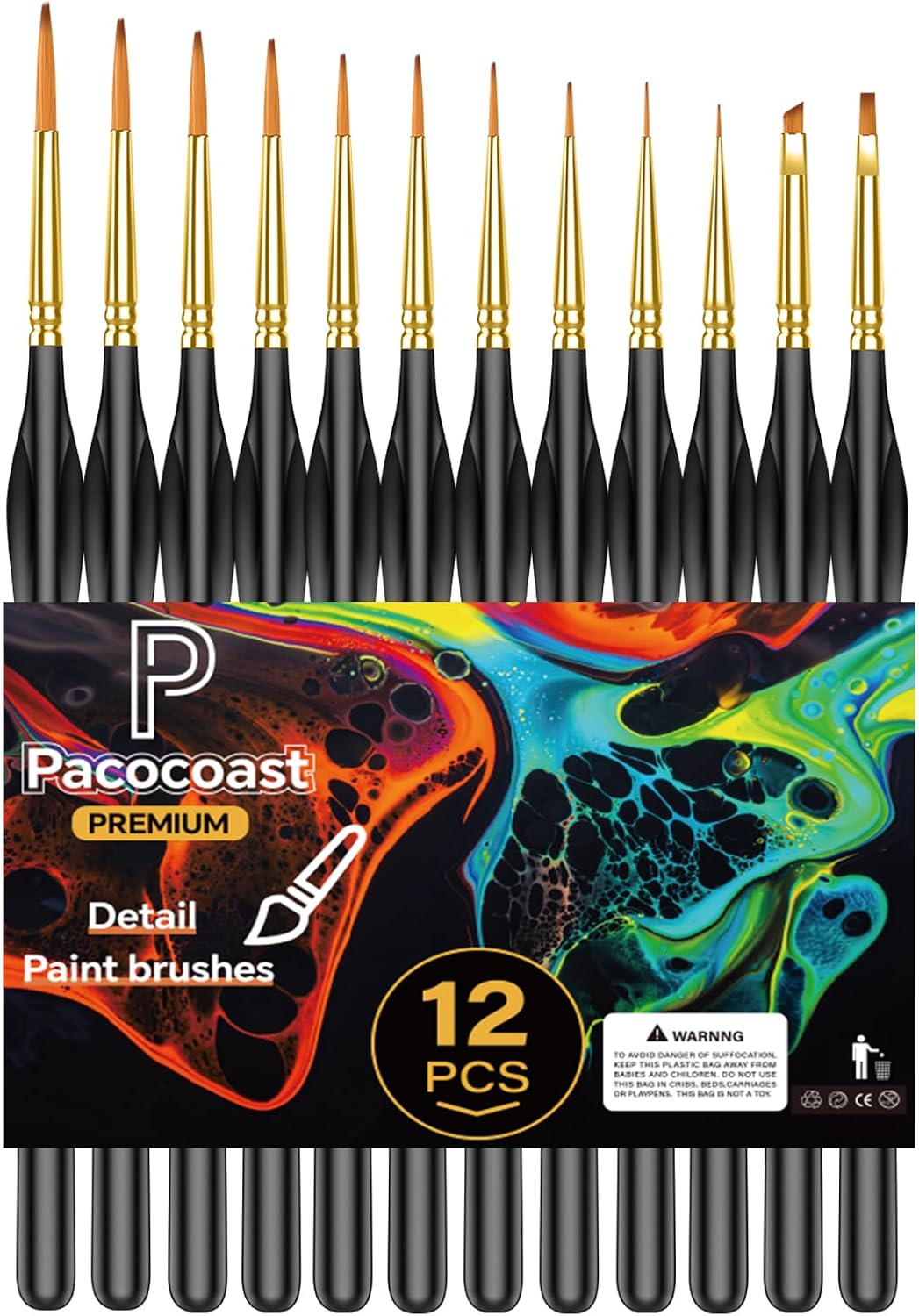 12Pcs Detail Paint Brushes Set for Miniature Fine Art Painting