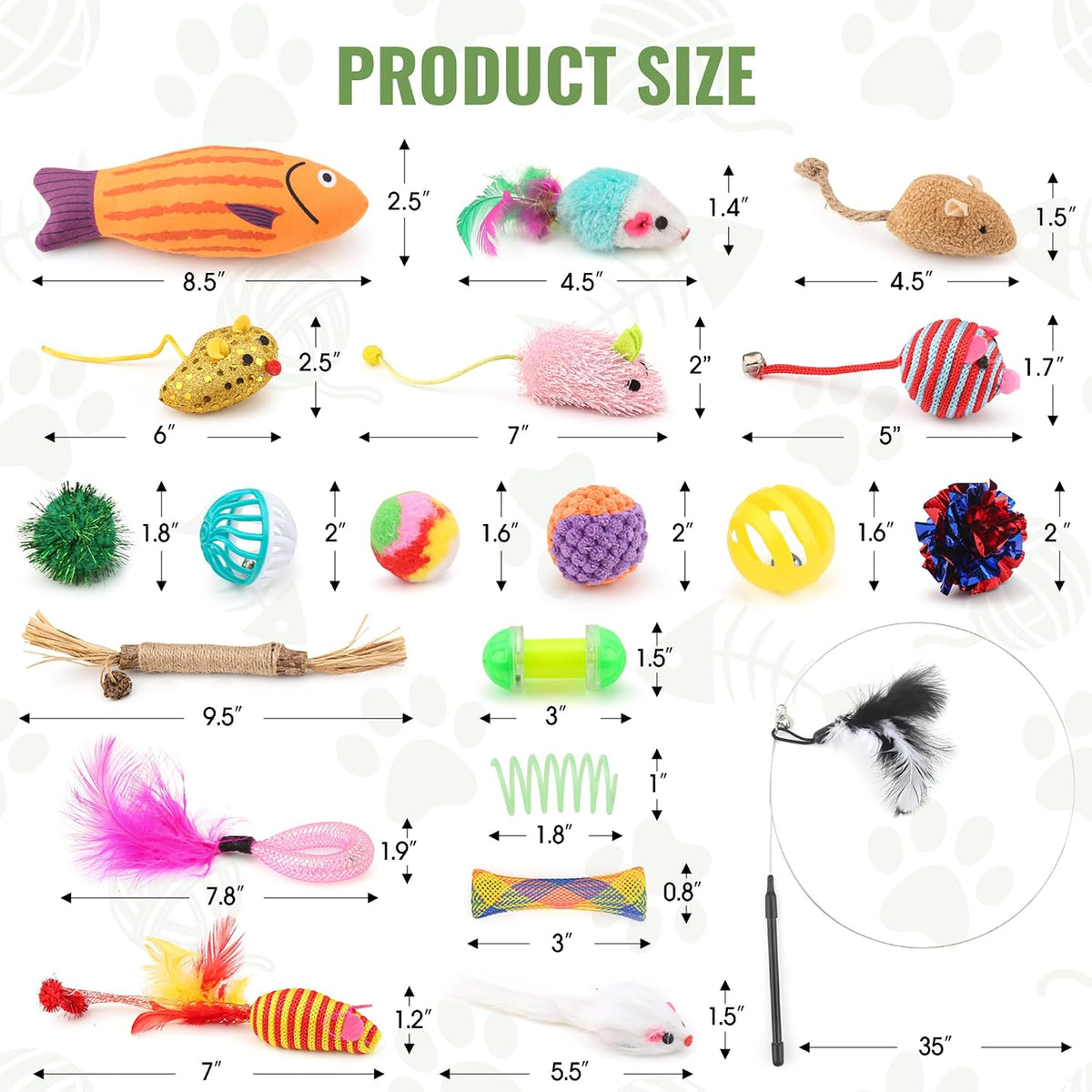 Fashion's Talk Cat Toys Variety Pack for Kitty 20 Pieces