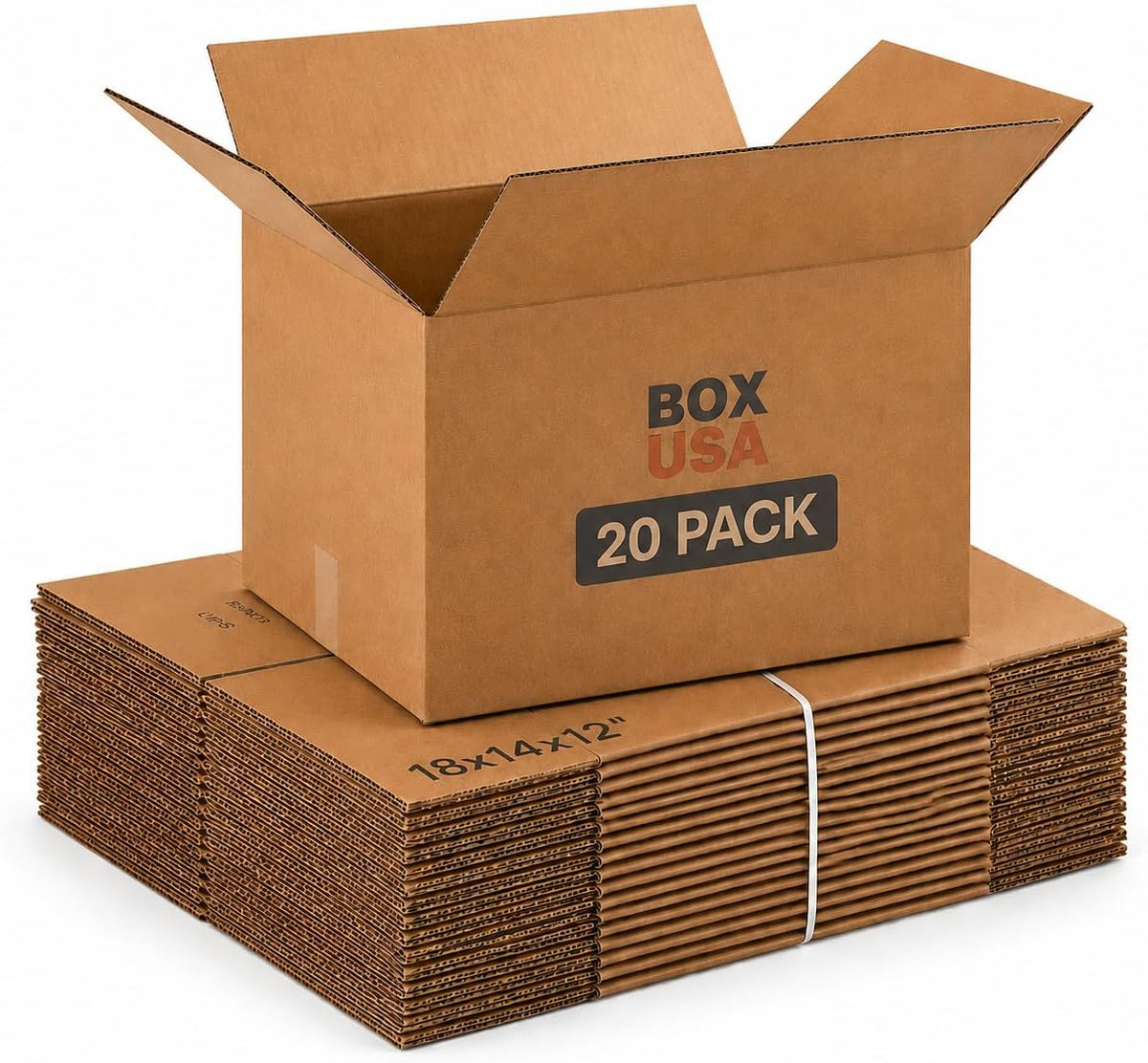 BOX USA Medium Moving Boxes 18L x 14W x 12H 20-Pack - Corrugated Cardboard Box for Shipping, Mailing, Packing, Packaging and Storage