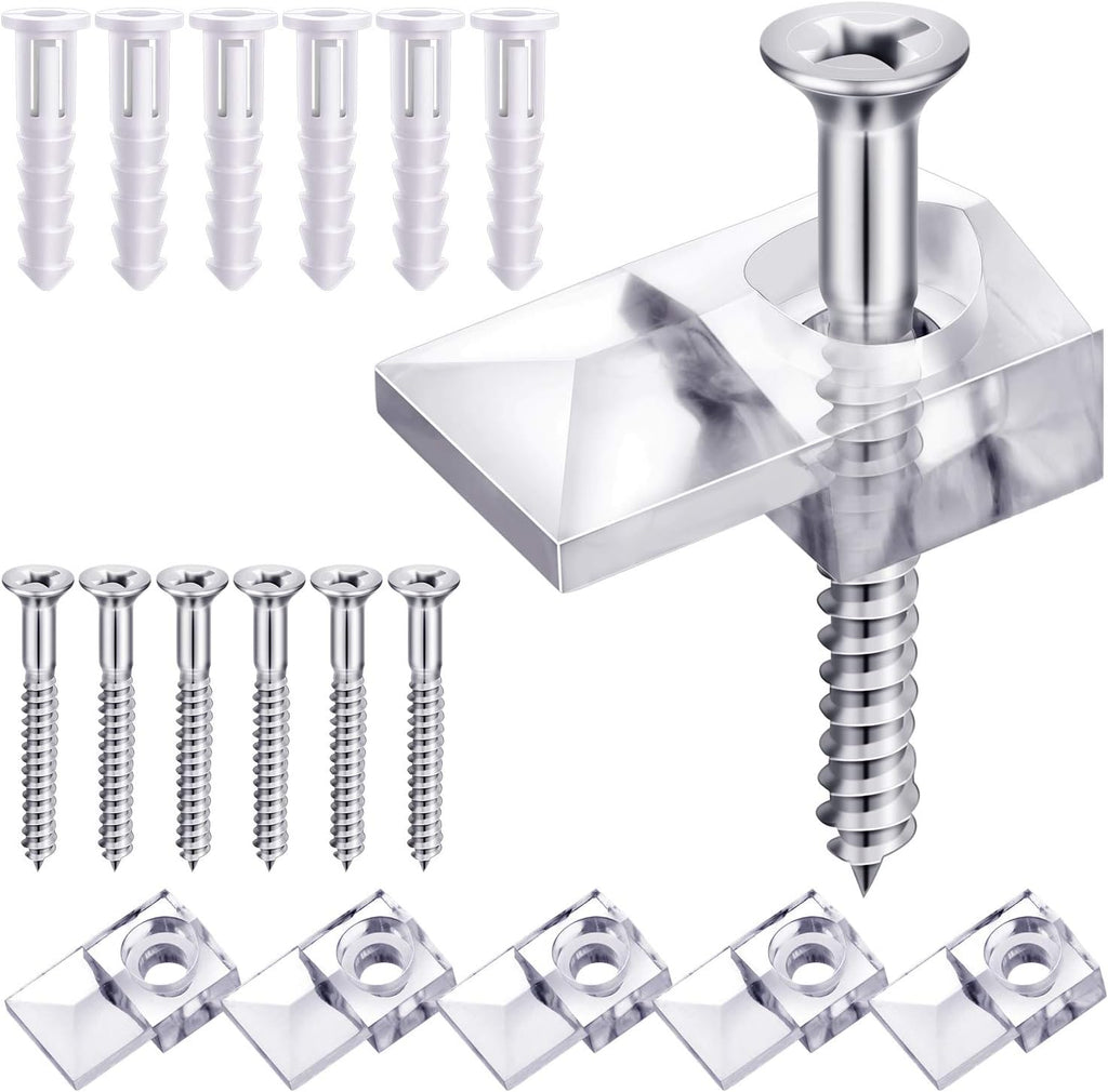 Blulu 20 Pack Glass Mirror Holder Clips for Wall Mounting