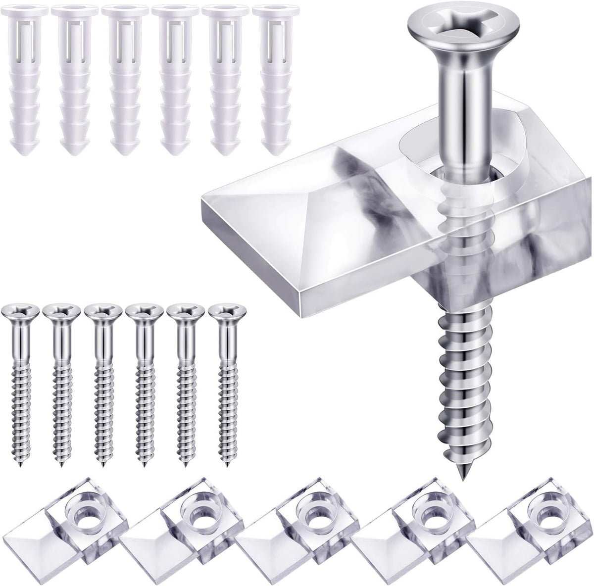 Blulu 20 Pack Glass Mirror Holder Clips for Wall Mounting
