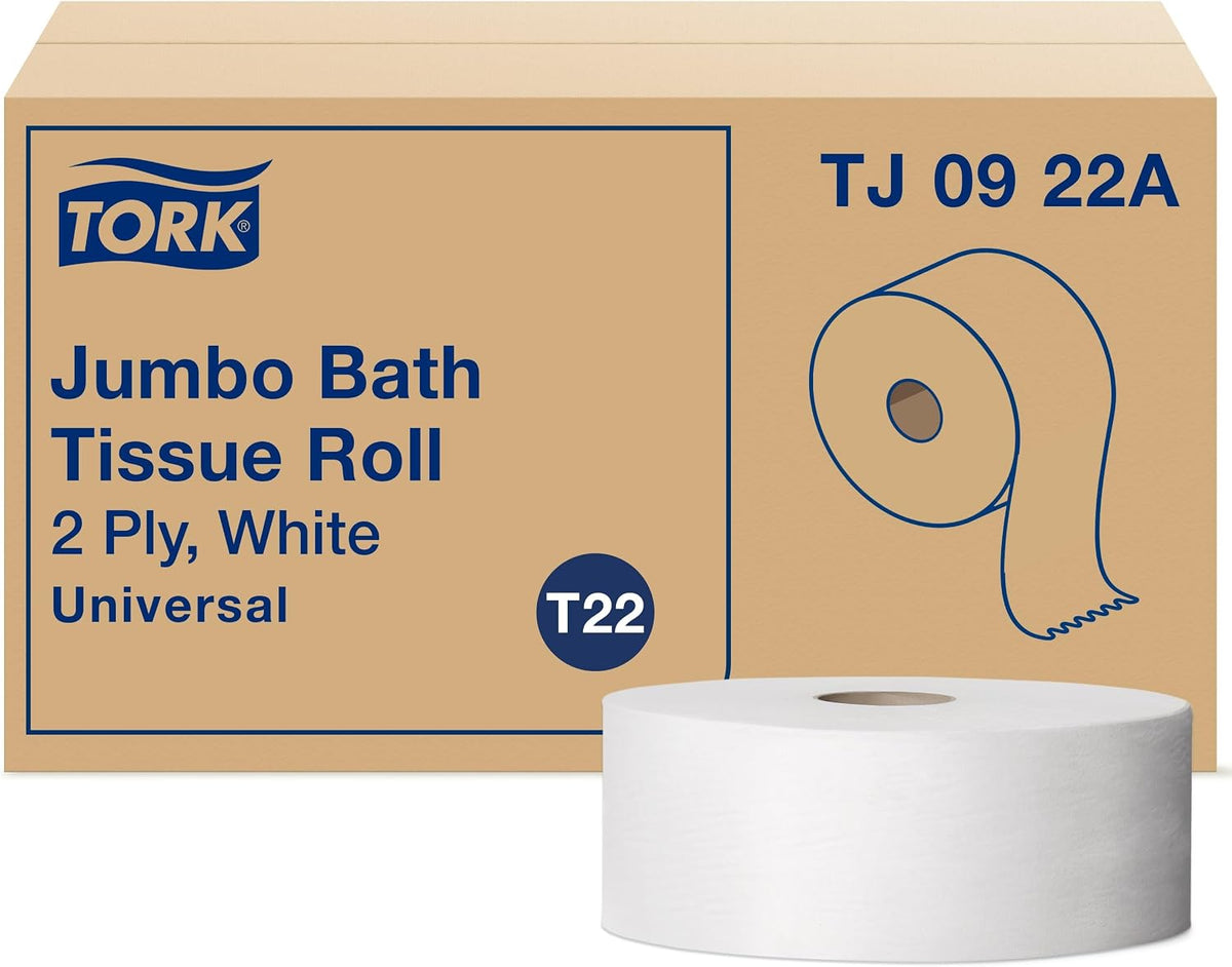 Tork Jumbo Toilet Paper Roll White T22, 12 x 1000', TJ0922A