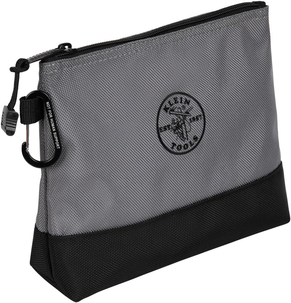 Klein Tools 55569 Stand-Up Zipper Bag Tool Pouch with Carabiners, Reinforced Gusseted Bottoms, Water Resistant 1680d, Multi-Size 5-Pack