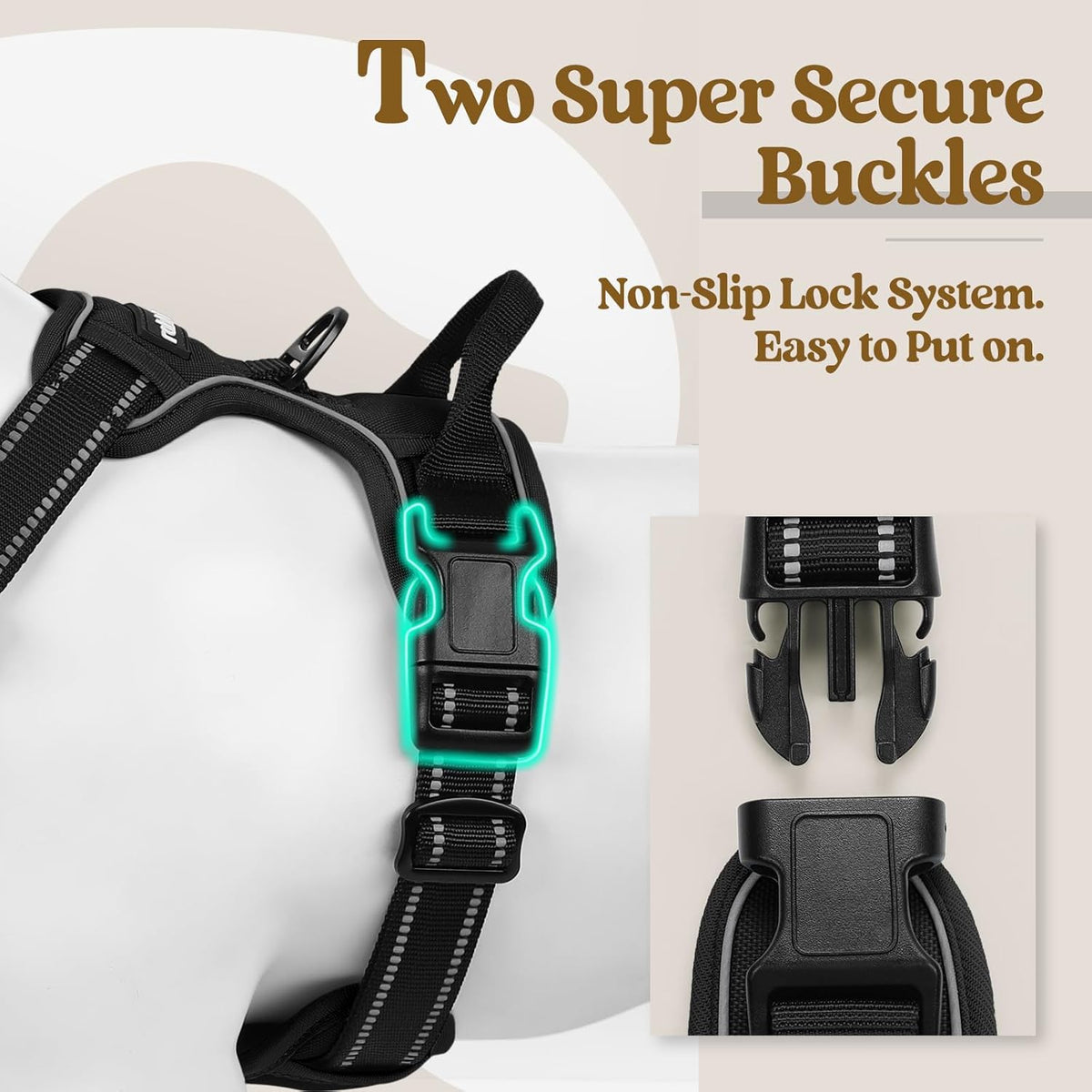 rabbitgoo Dog Harness, No Pull for Large Dogs with 2 Leash Clips, Pet Vest