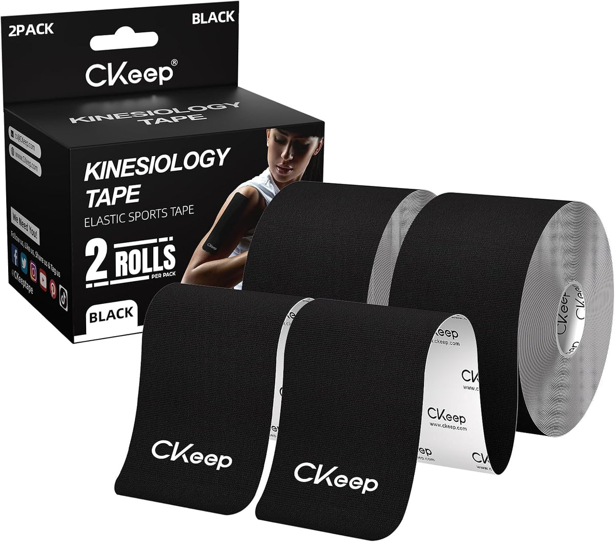 CKeep Kinesiology Tape, Uncut Premium Elastic Athletic Tape 2 Rolls, Beige