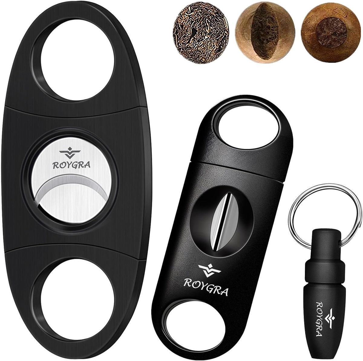 roygra Cigar Cutter (3 Pack) - Guillotine, V Cut, Punch, Gift Box Packaging