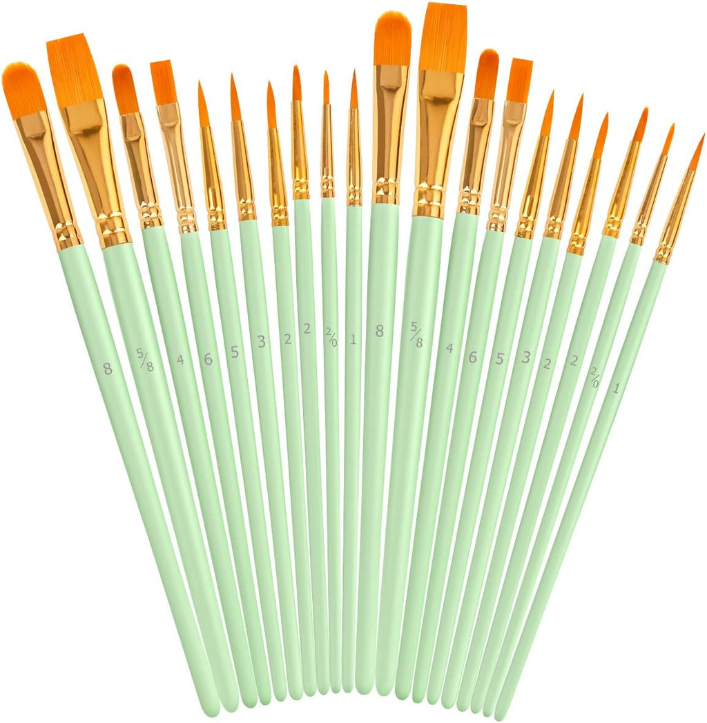 Soucolor Acrylic Paint Brushes Set, 20 Pcs Pointed Tip Artist Paintbrushes