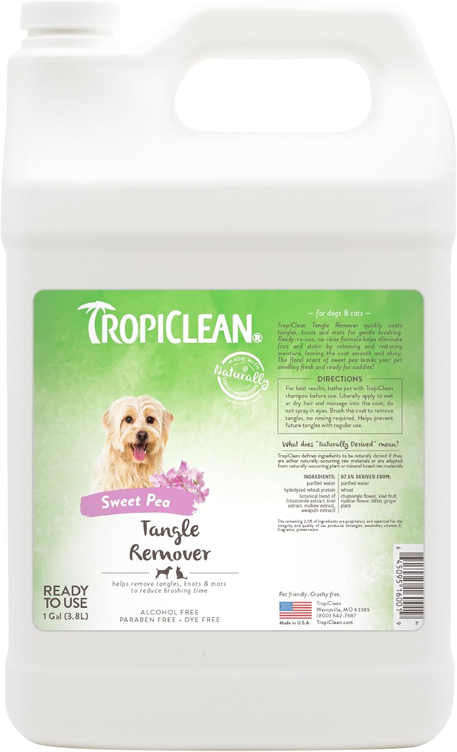 TropiClean Dog Detangler Spray Dematting, Leave-in Conditioner, 16oz.