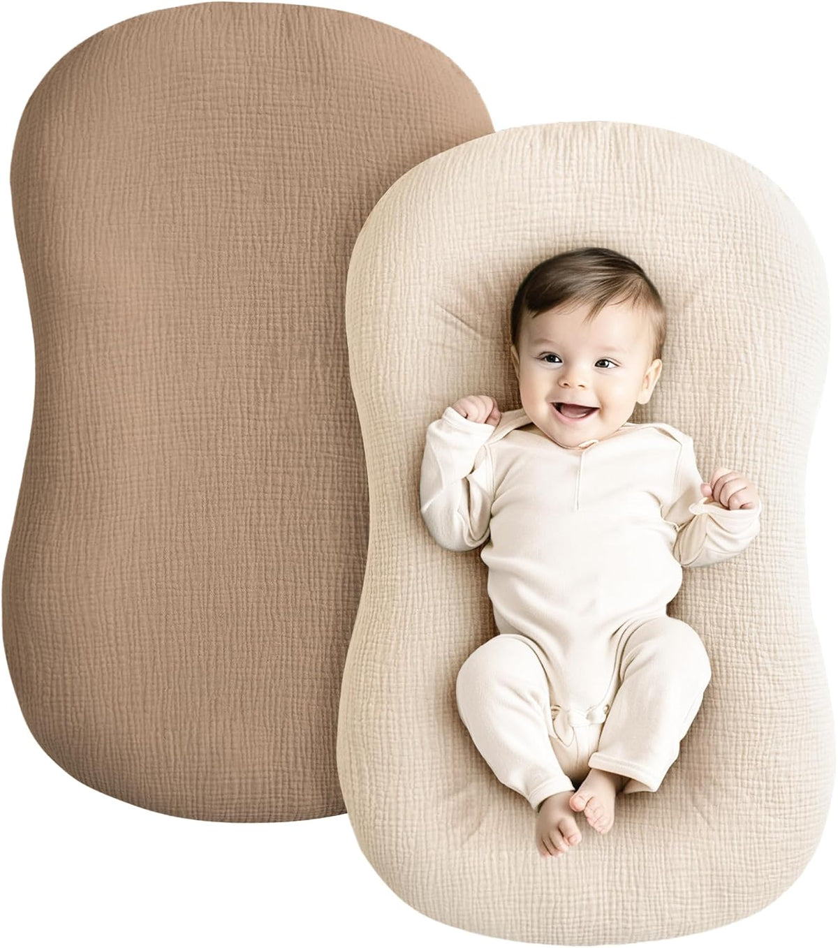 Konssy 2 Pack Muslin Baby Lounger Covers, Covers Only, 30.7" x 20"