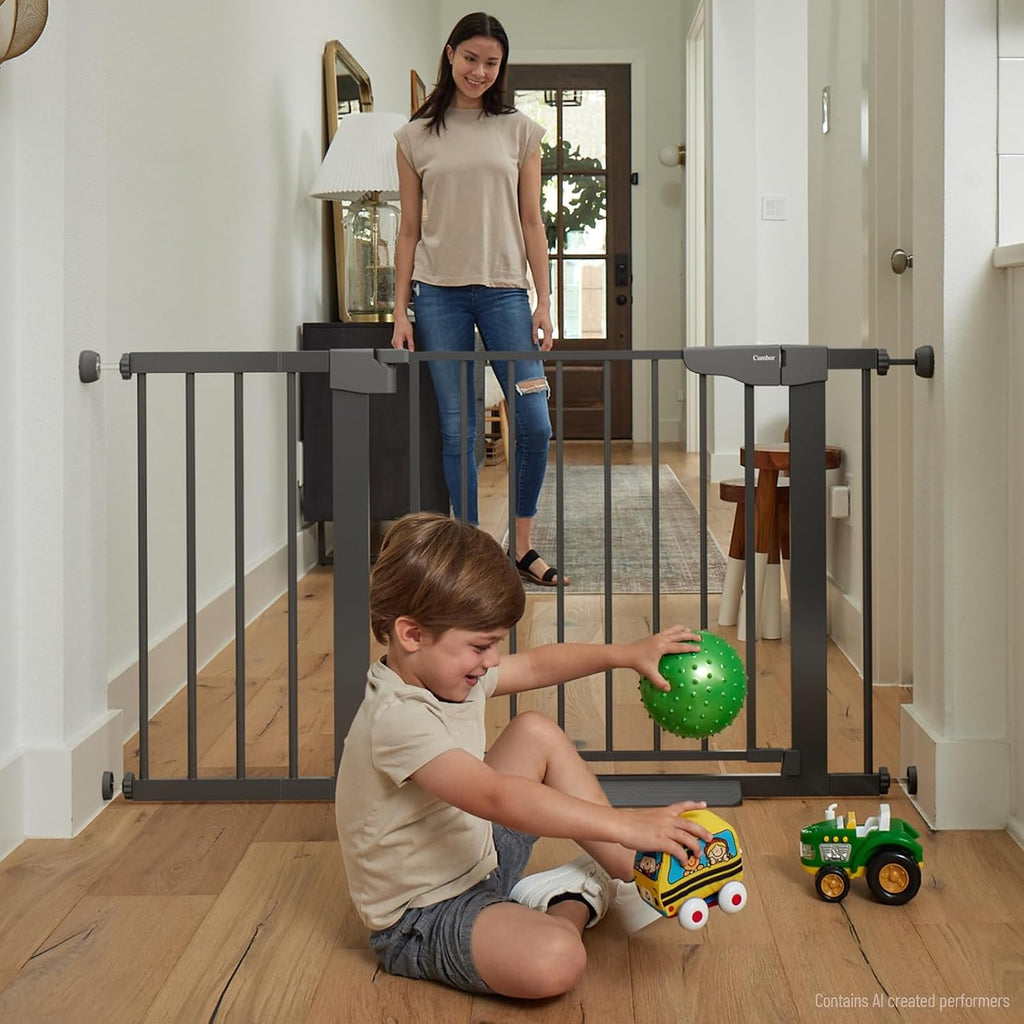 Cumbor 30-46" Baby Gate for Stairs, Auto Close Dog Gate for the House Black