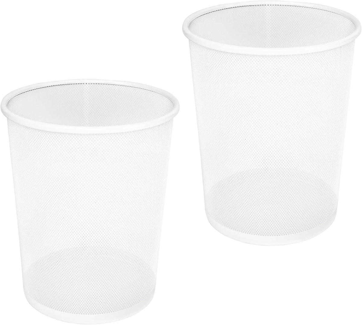 2-Pack 6-Gallon Round Steel Mesh Trash Can, Recycling Wastebasket, Black