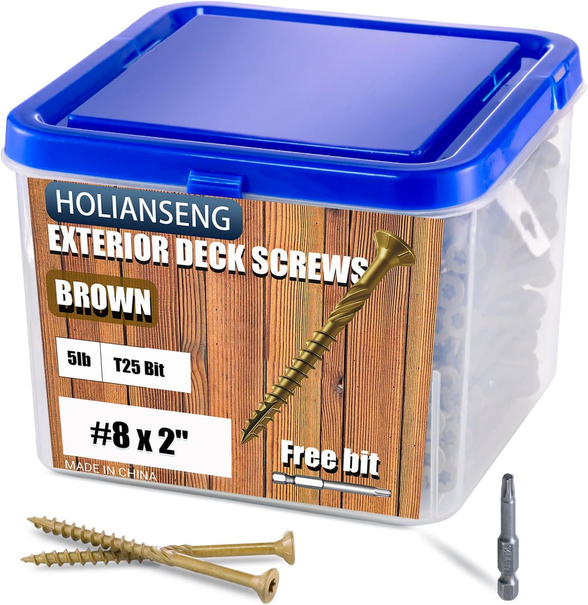 Deck Screws 3 Inch, #10 x 3'', Rust Resistant, Brown Epoxy Coated, Outdoor Screws, Torx/Star Drive, T25 Bit,5lb