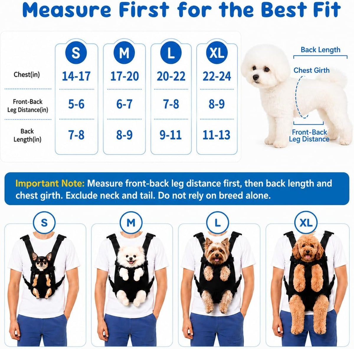 Mosago Dog Backpack Carrier, Front Chest Carrier for Small Dogs 7-11 lbs