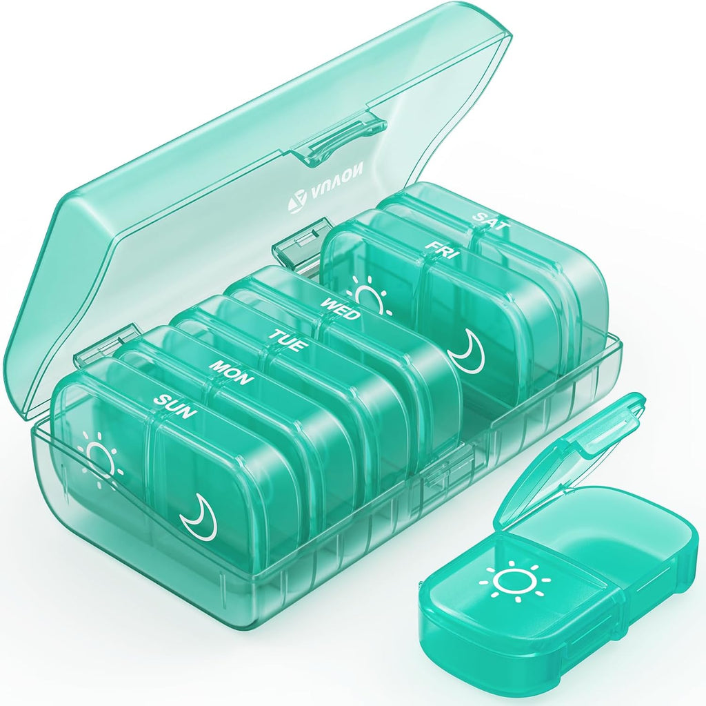 AUVON Weekly Pill Organizer 2 Times a Day, One-Side Large Opening, Easy‑Use