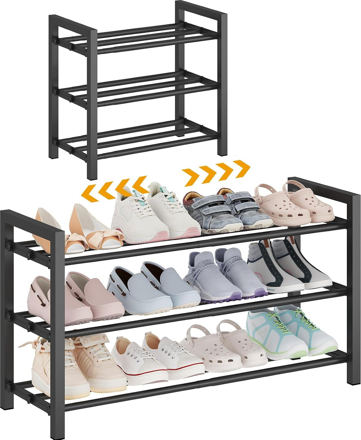 Expandable Metal Shoe Rack for Closet & Entryway, Shoe Storage Organizer