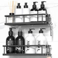 YASONIC Shower Caddy Adhesive, Rustproof Shower Organizer, Large Capacity Shower Shelves for Inside Shower, No Drilling Bathroom Organizers and Storage for Home Decor （2 Pack Black）