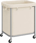 SONGMICS Laundry Basket with Wheels,190L, Steel Frame, Removable Bag