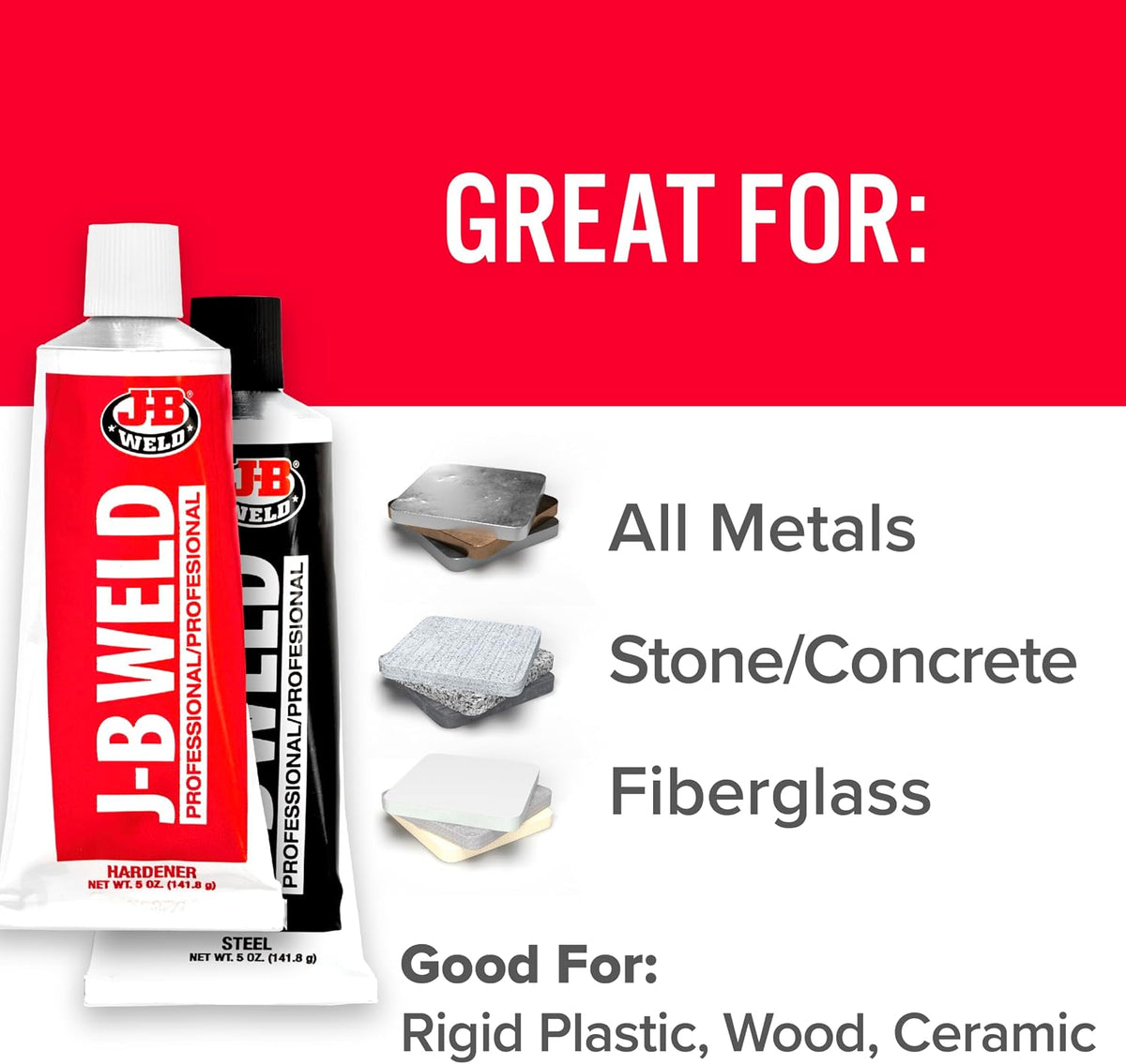J-B Weld 8281 Professional Size Steel Reinforced Epoxy - Hardener and Steel Pack - 10 oz