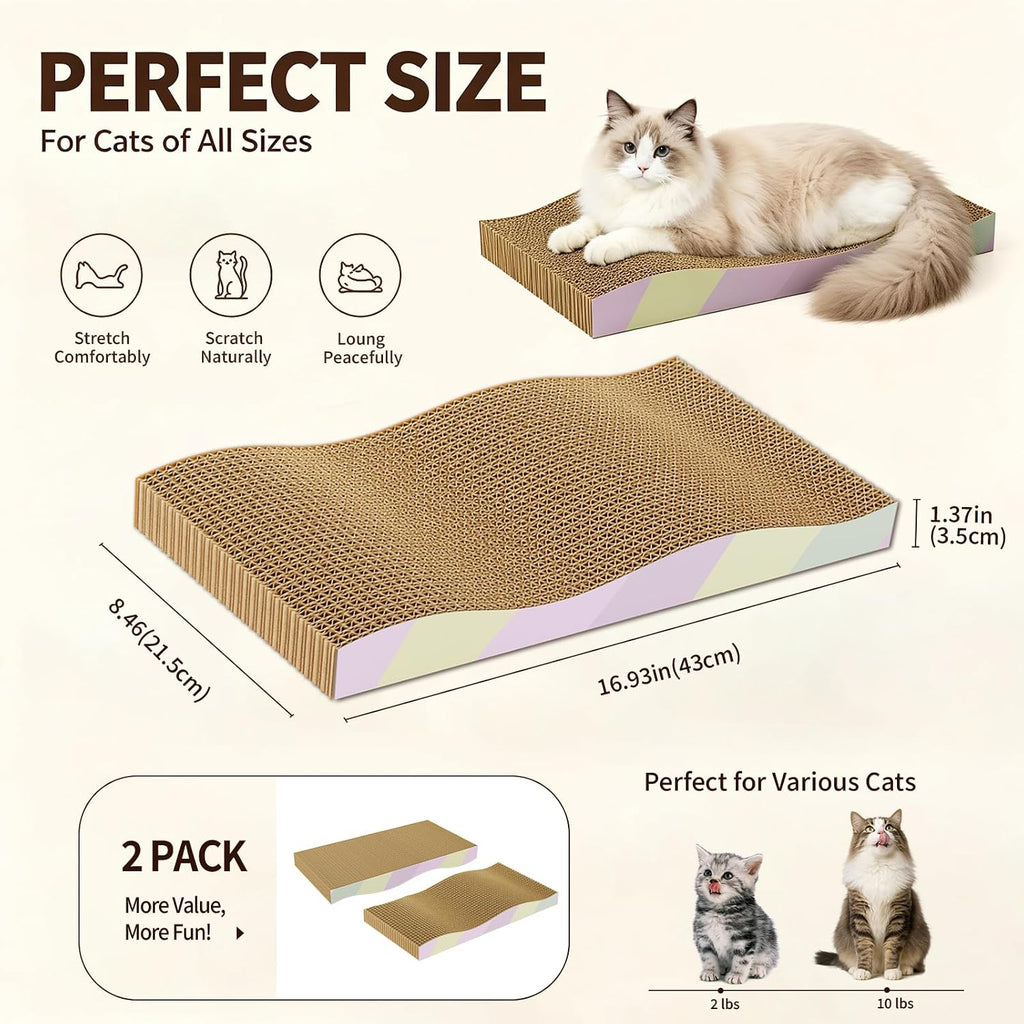 Cat Scratching Board 2-Pack, Reversible Cat Scratcher Pad, Large