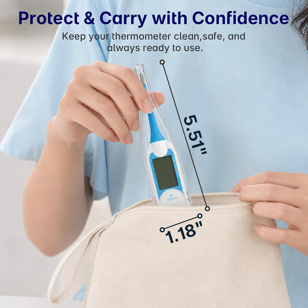 Boncare Oral Thermometer for Adults, 8-Second Fast Reading (Blue)