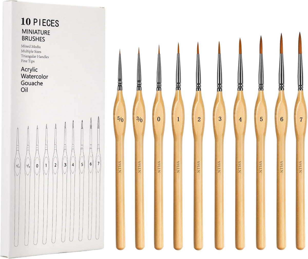 6Pcs Miniature Paint Brushes Set with Triangular Handles - for Acrylics, Oils, Watercolors & Paint by Number, Figurine