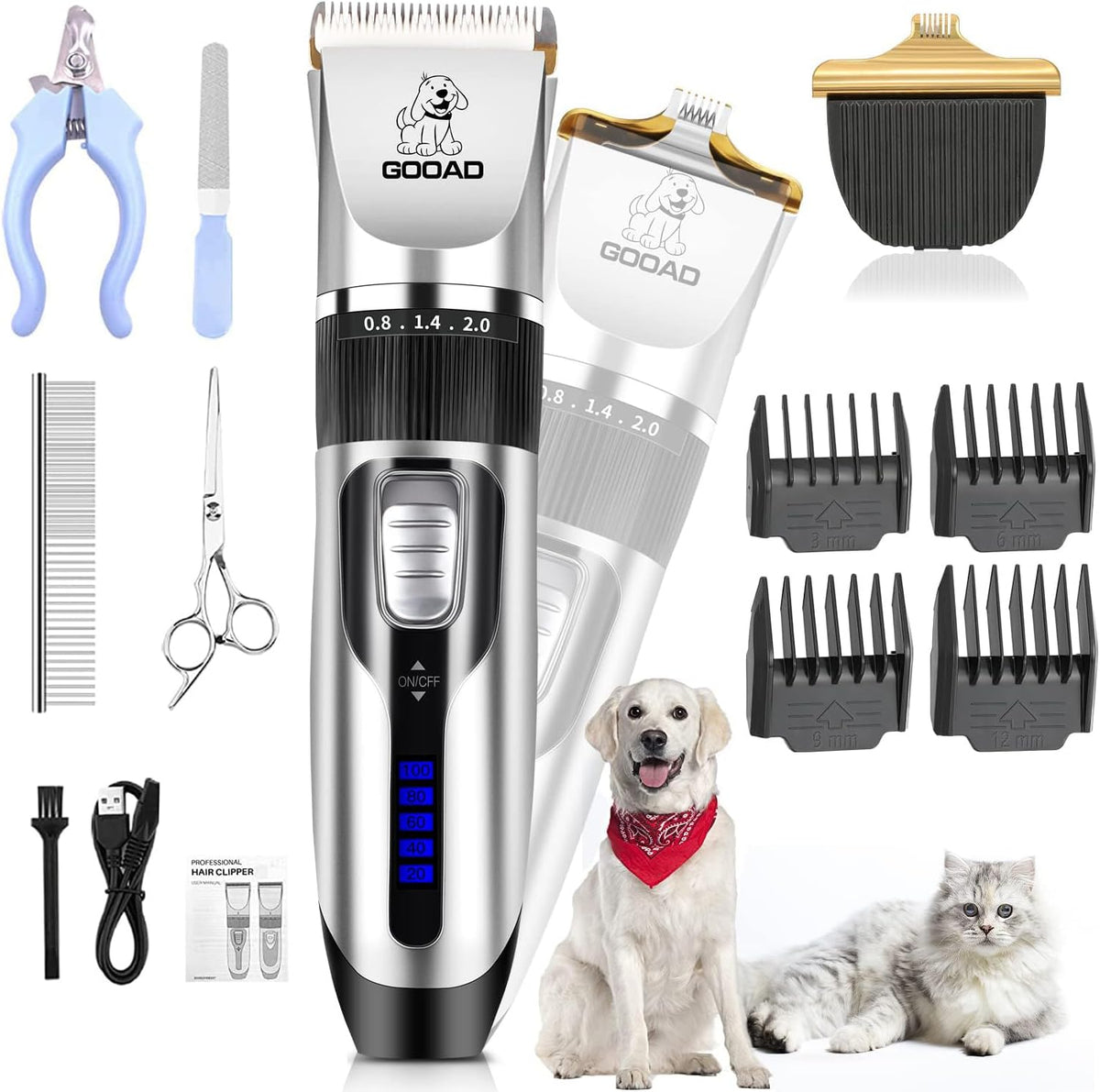 Dog Clippers for Grooming,Dog Grooming Kit for Heavy Thick Hair&Coats
