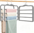 Velvet Pants Hangers Space Saving, 2-Pack Multi-Tier Closet Organizers,Grey
