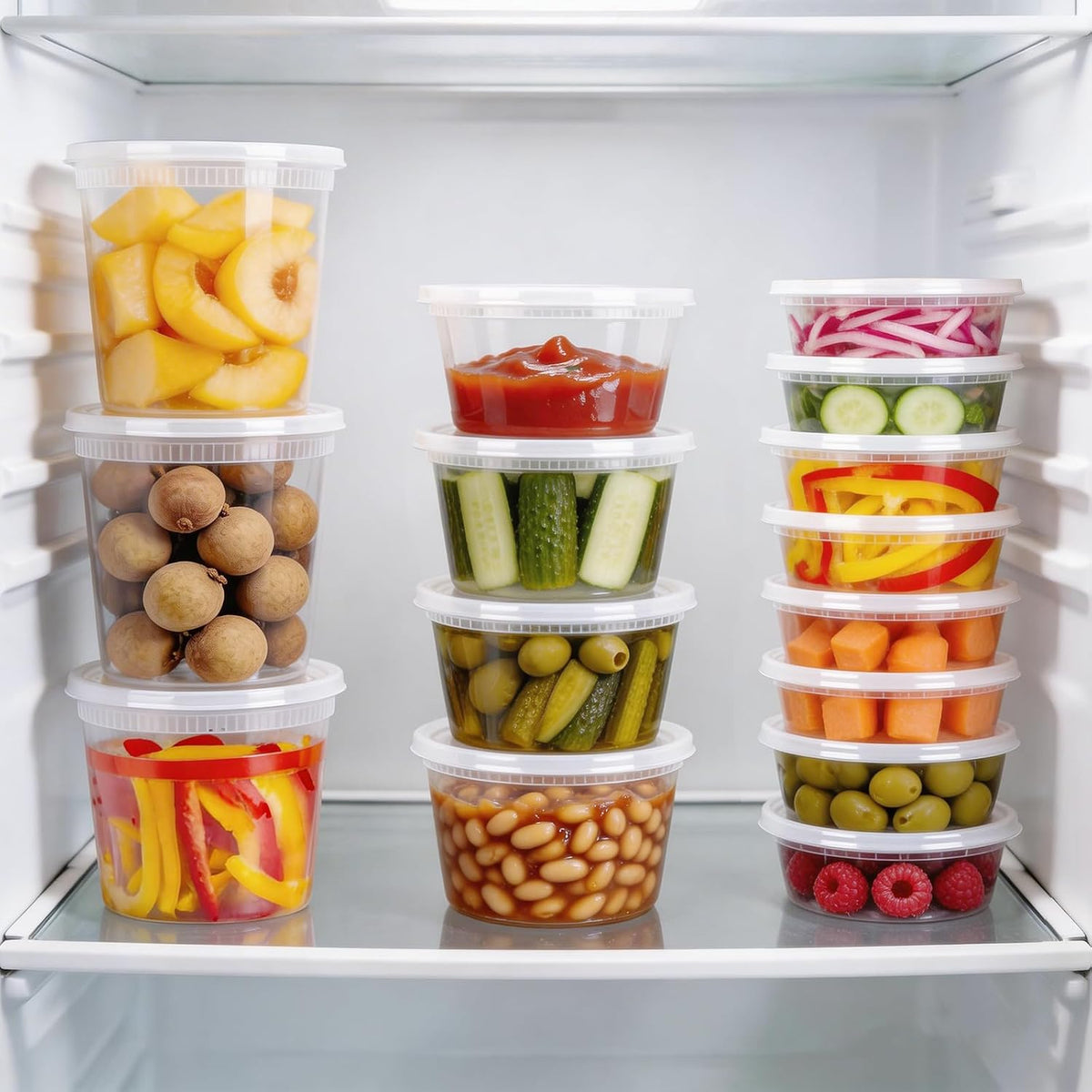 BYSNOW 60 Sets Deli Containers with Lids Plastic Food Storage Containers