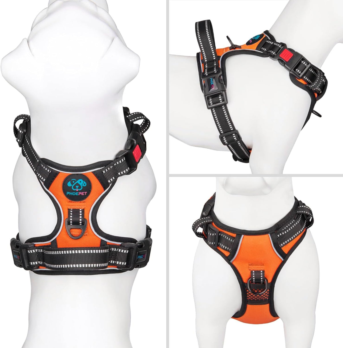 PHOEPET No Pull Dog Harness Medium Reflective Front Clip Vest with Handle