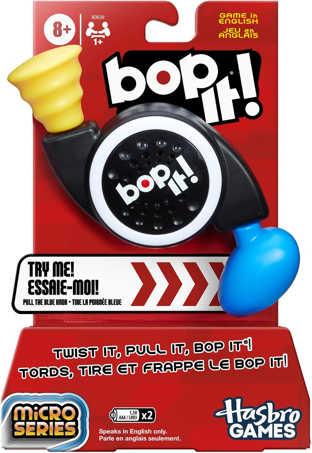 Hasbro Gaming Bop It! Micro Series Electronic Game for 1 or More Players, Classic Bop It! Gameplay in a Compact Size, Fun Party Game for Kids Ages 8+