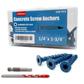 3/16" x 1-1/4" Concrete Screws, Anchoring to Masonry, Brick, Block, Cement or Stucco, 30PCS
