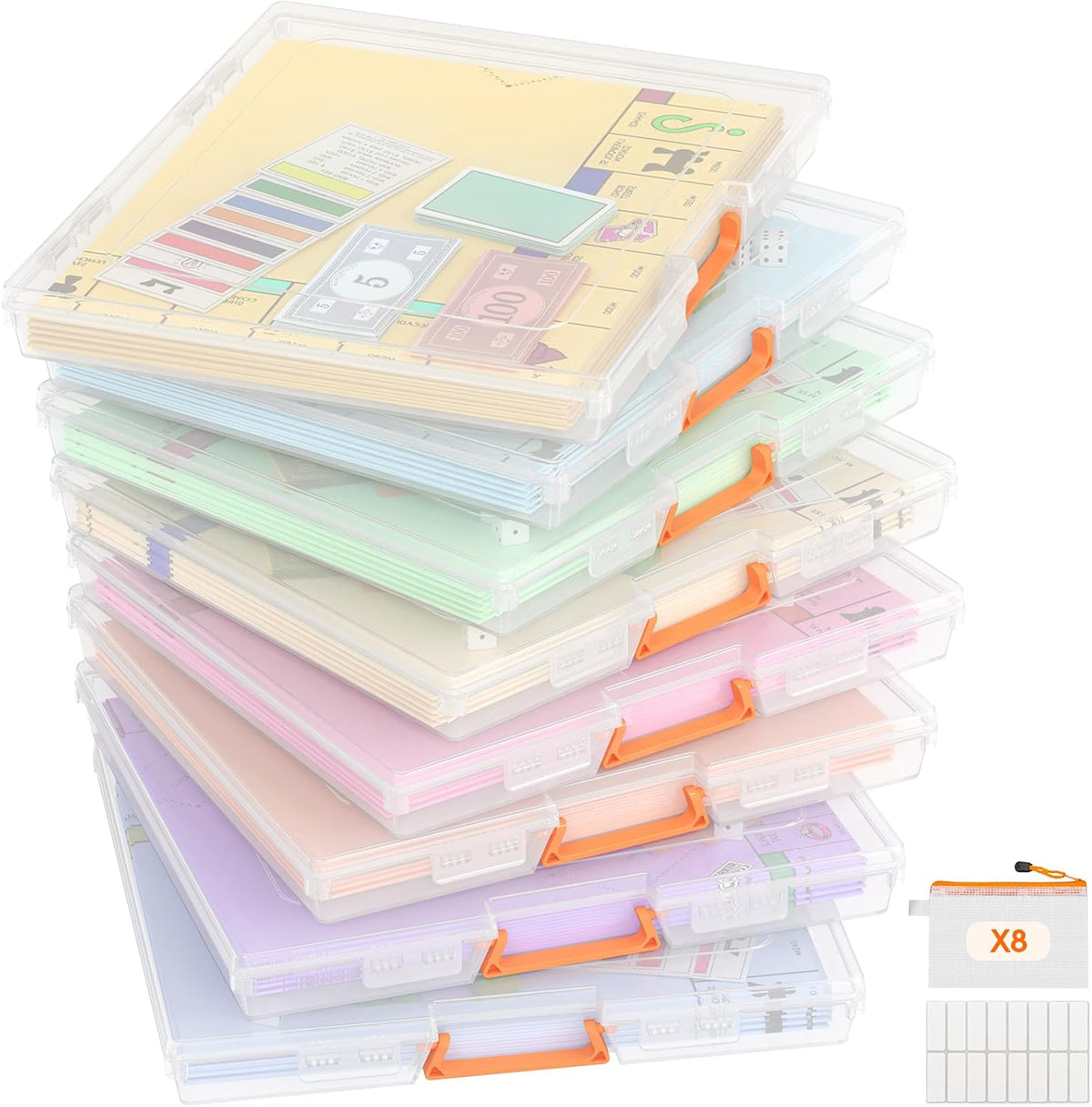 Lifewit Board Game Storage Containers with Handle, 12.2''x10.6'', 6 Pcs